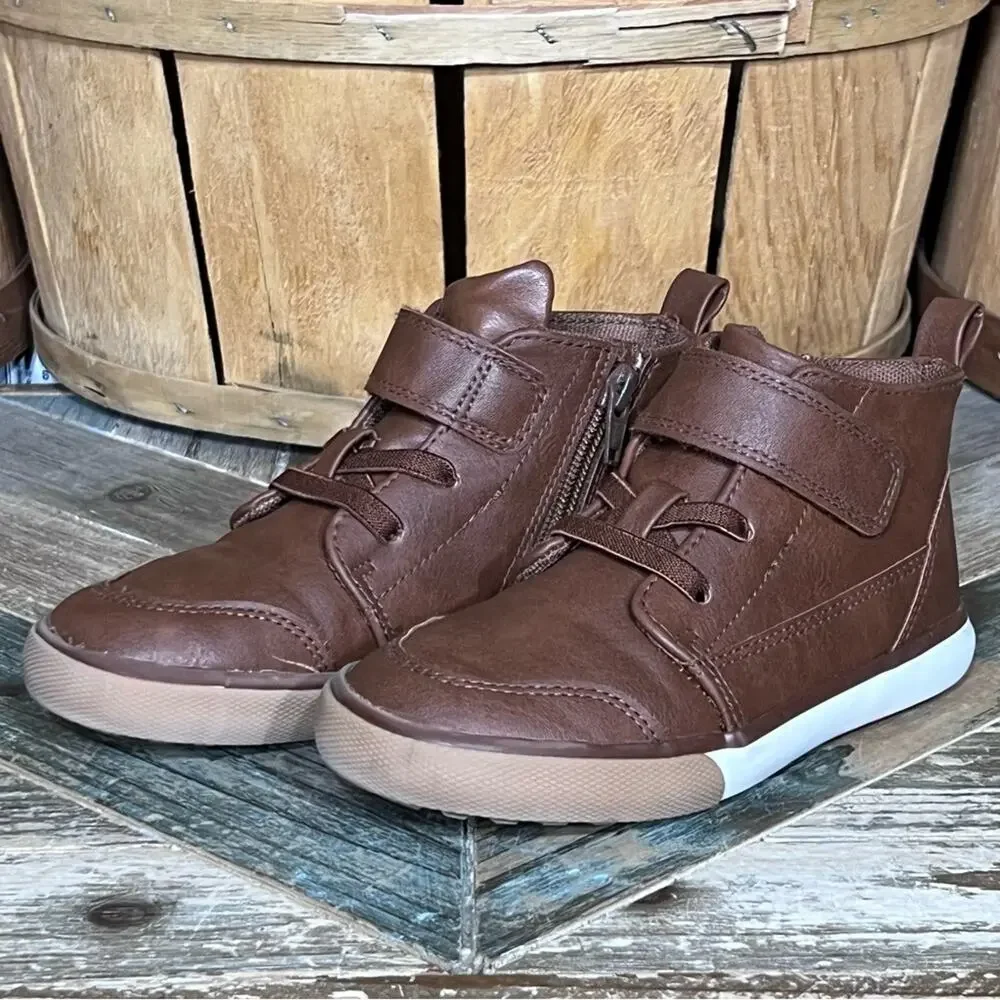 Wonder Nation High-Top Leather Hook-and-Loop Ankle Sneaker Boots Toddler Size 11